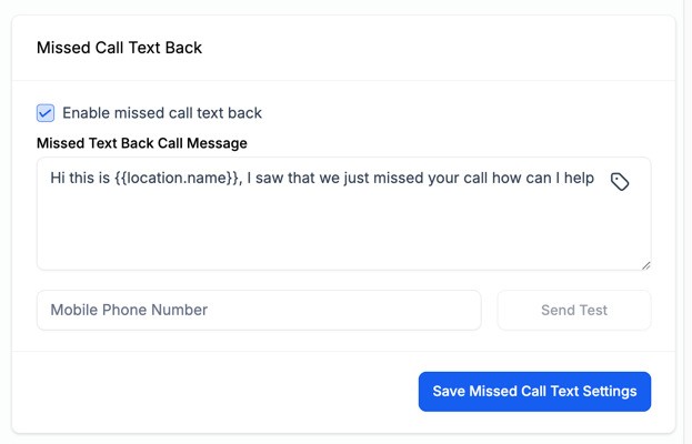 Missed Call Text Back