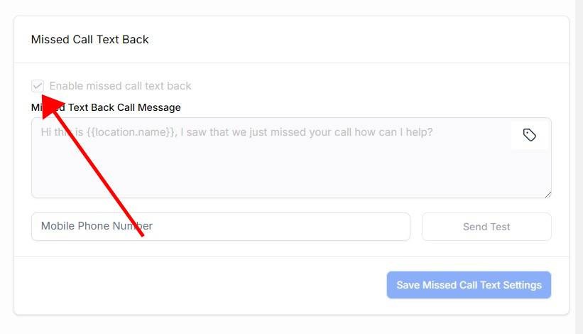 Enable Missed Call Text
