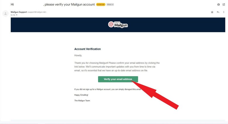 Mailgun Account Verification
