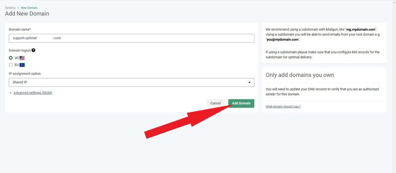 Add Your Domain in Mailgun