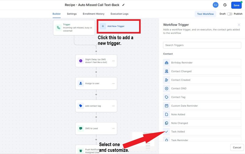 Add New Trigger Task