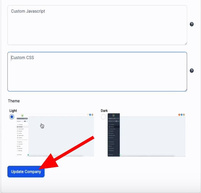 Dashboard Update Company