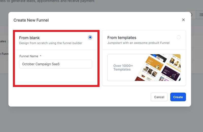 Create New Funnel