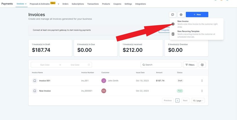 Create New Invoice