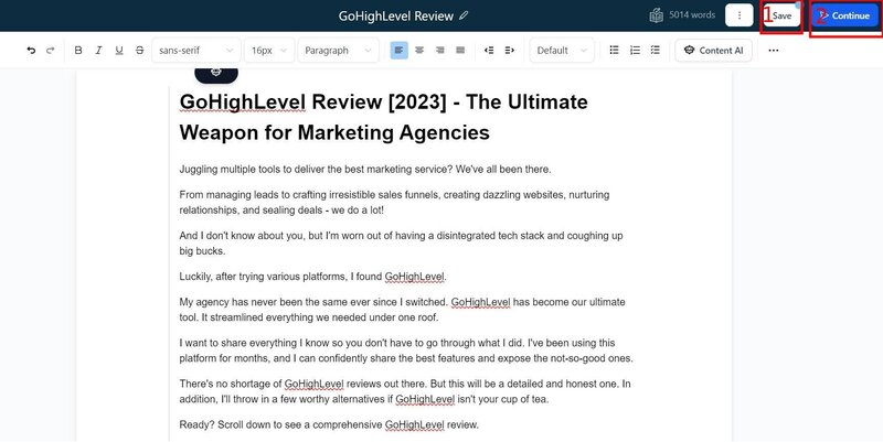 Blog Save and Continue Button