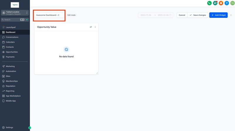 Rename Dashboard