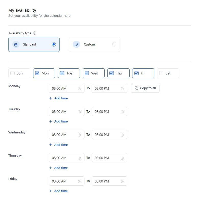 Calendar Availability