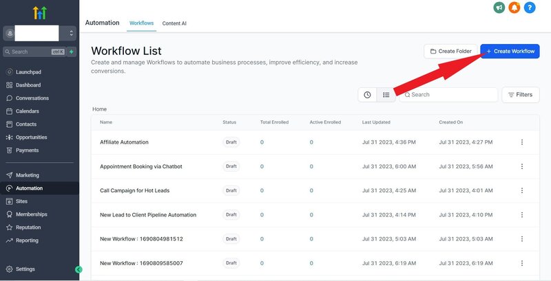 Text to Pay Workflow List