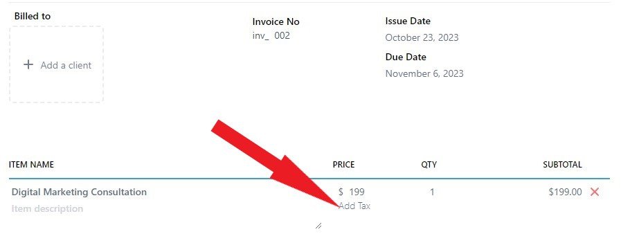 Add Tax to Bill in Invoicing