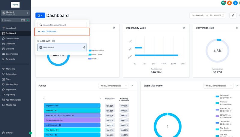 Add Dashboard